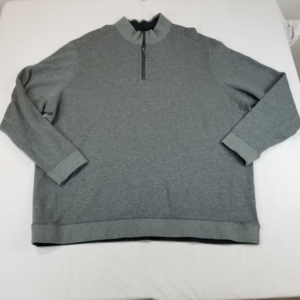 Tommy Bahama Sweater 1/2 Zip Pullover Mens 3XL Tall Gray Flip Coast Reversible